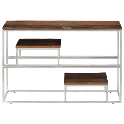 vidaXL Console Table Silver Stainless Steel and Solid Sleeper Wood