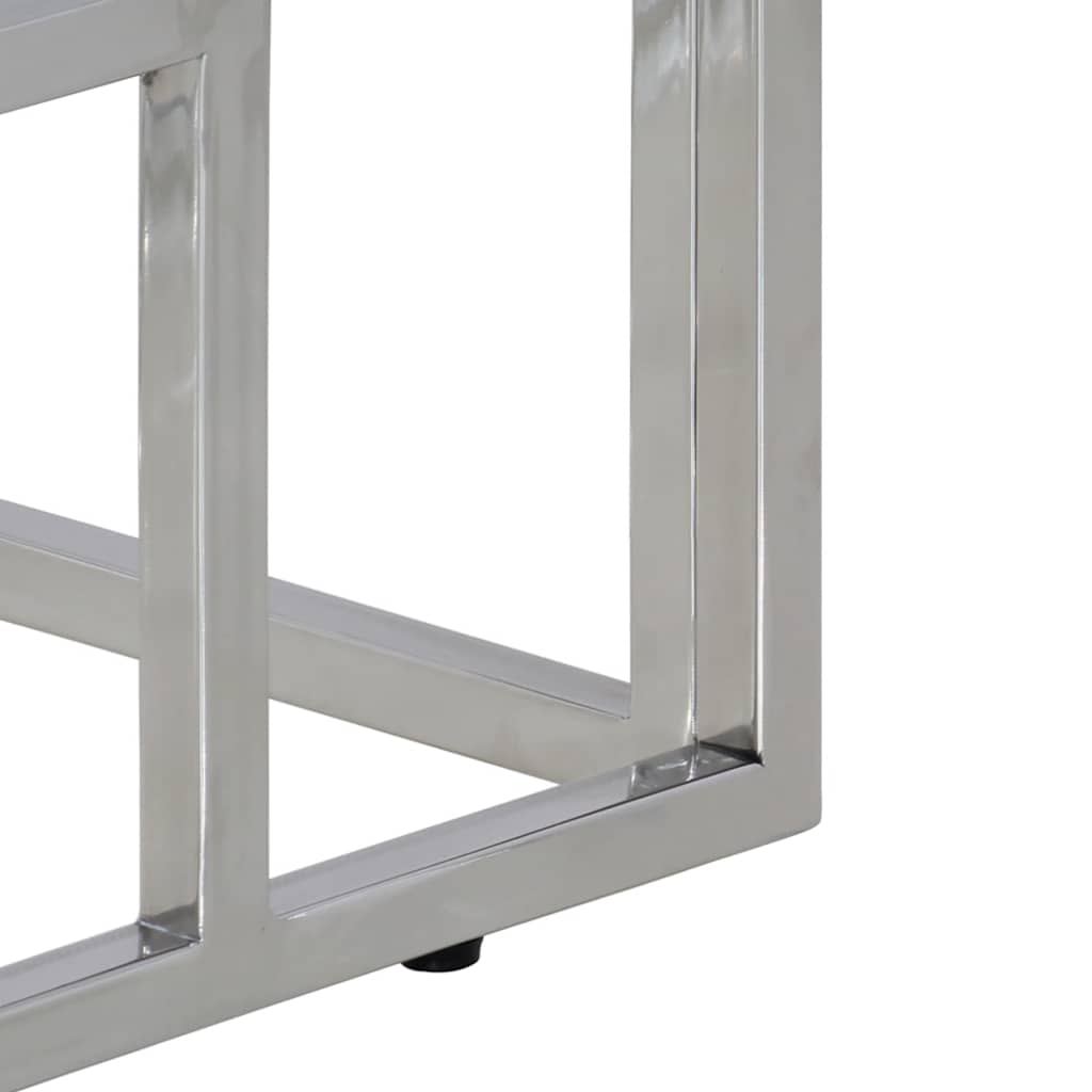 vidaXL Console Table Silver Stainless Steel and Solid Sleeper Wood