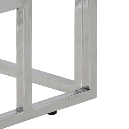 vidaXL Console Table Silver Stainless Steel and Solid Acacia Wood