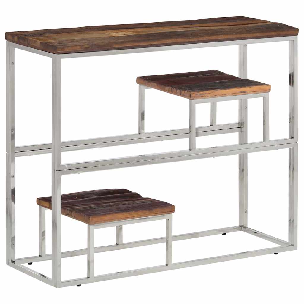 vidaXL Console Table Silver Stainless Steel and Solid Wood Sleeper