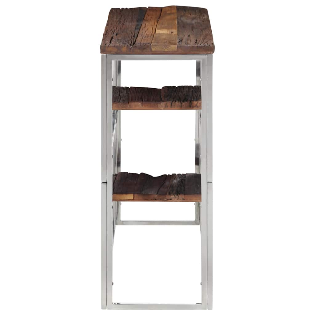 vidaXL Console Table Silver Stainless Steel and Solid Wood Sleeper