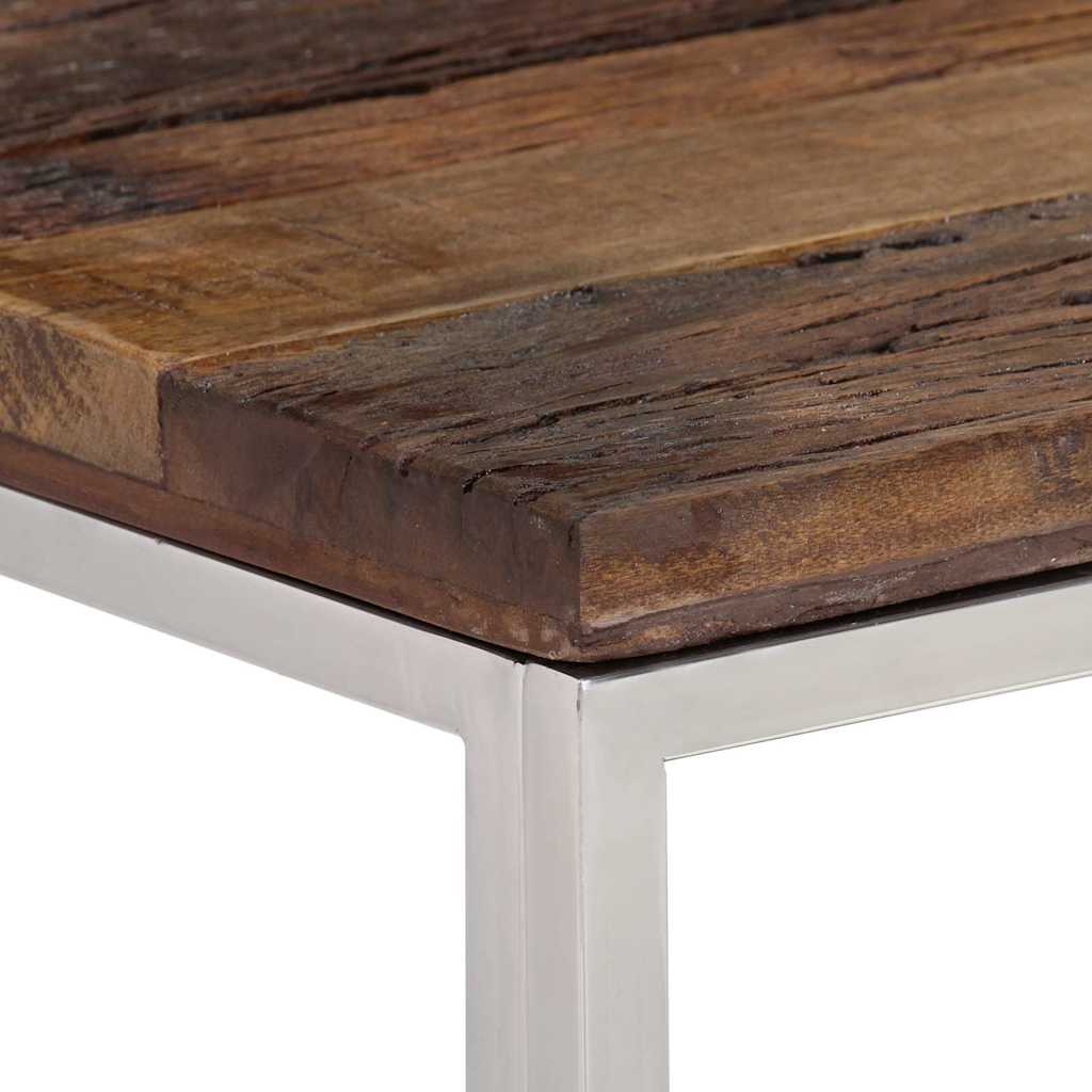 vidaXL Console Table Silver Stainless Steel and Solid Wood Sleeper