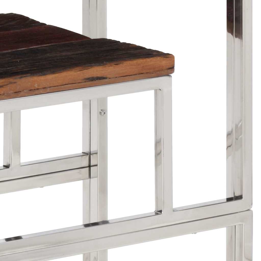 vidaXL Console Table Silver Stainless Steel and Solid Wood Sleeper