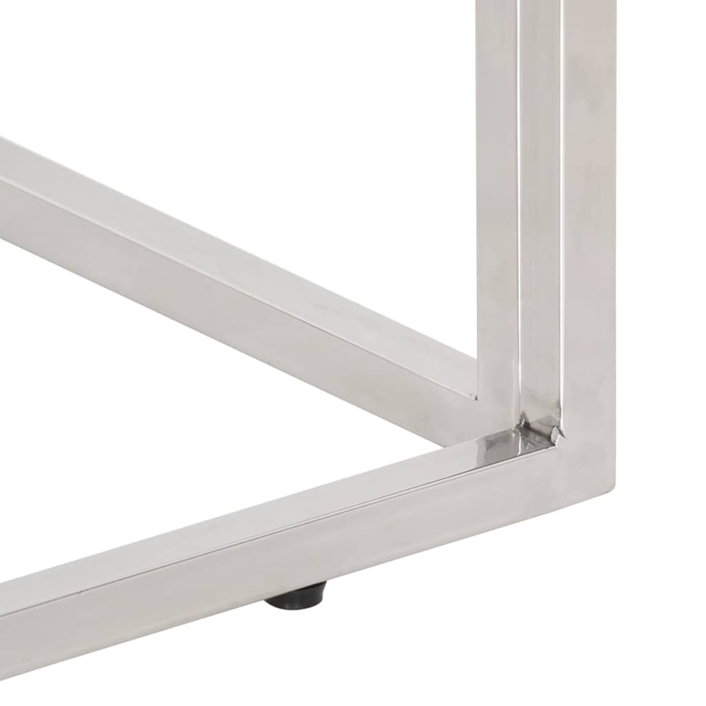 vidaXL Console Table Silver Stainless Steel and Solid Wood Sleeper