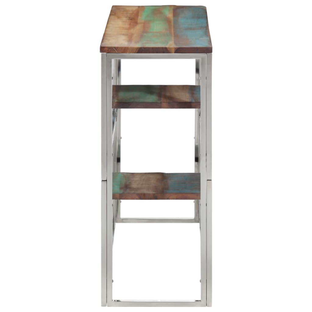 vidaXL Console Table Silver Stainless Steel and Solid Wood Reclaimed