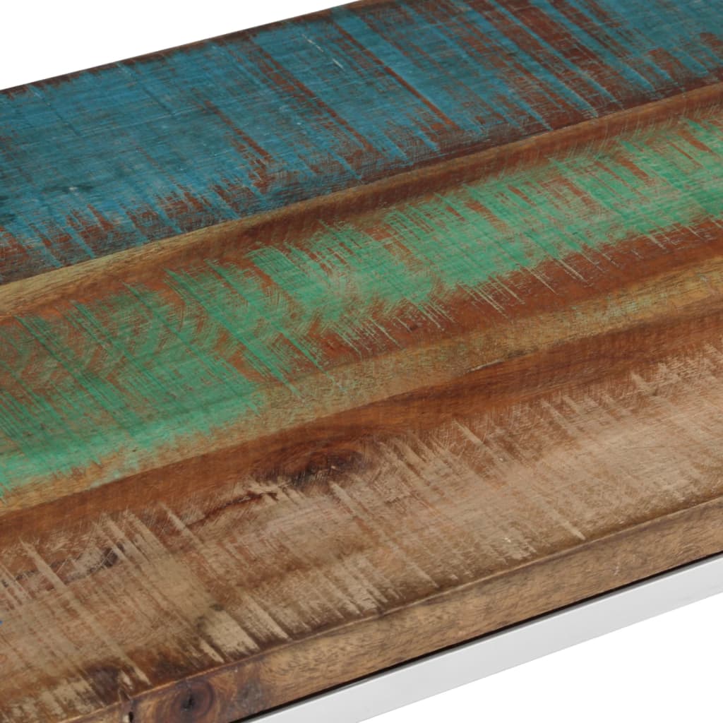 vidaXL Console Table Silver Stainless Steel and Solid Wood Reclaimed