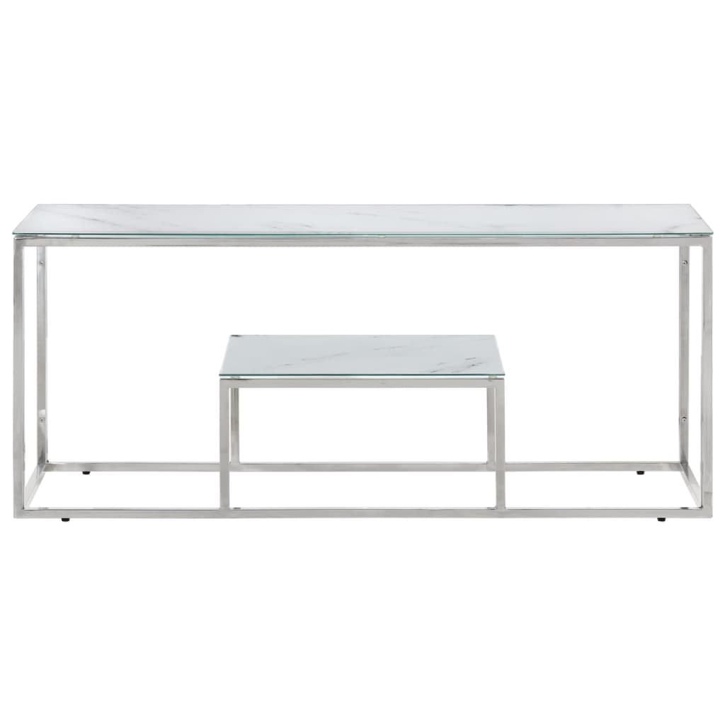 vidaXL Coffee Table Silver Stainless Steel and Tempered Glass