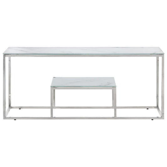 vidaXL Coffee Table Silver Stainless Steel and Tempered Glass