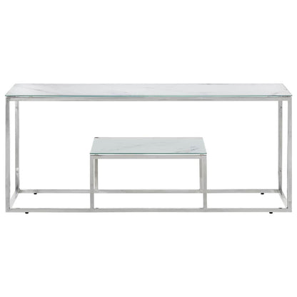vidaXL Coffee Table Silver Stainless Steel and Tempered Glass