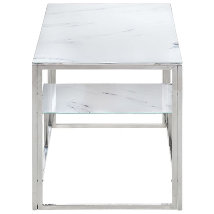 vidaXL Coffee Table Silver Stainless Steel and Tempered Glass