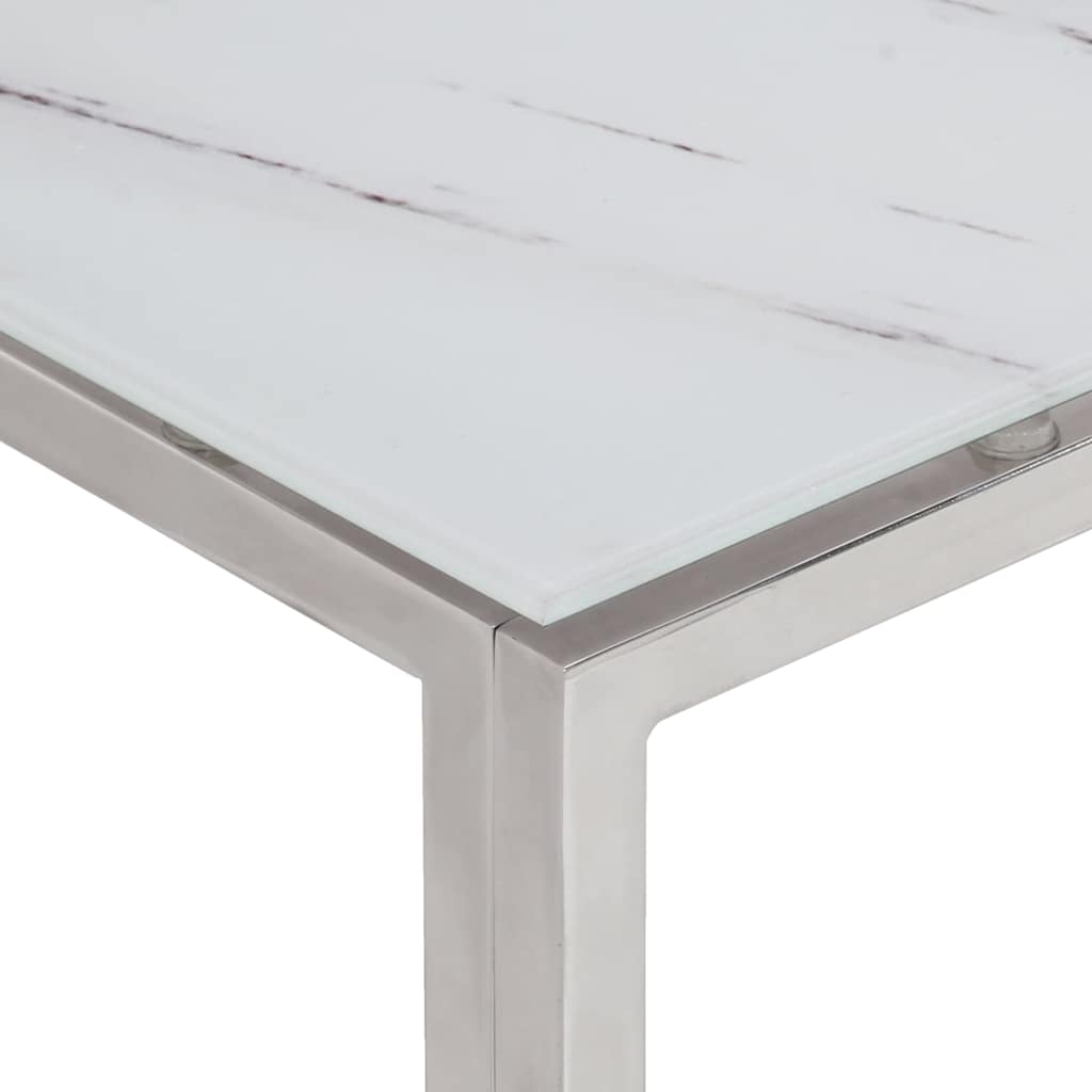 vidaXL Coffee Table Silver Stainless Steel and Tempered Glass