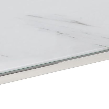 vidaXL Coffee Table Silver Stainless Steel and Tempered Glass