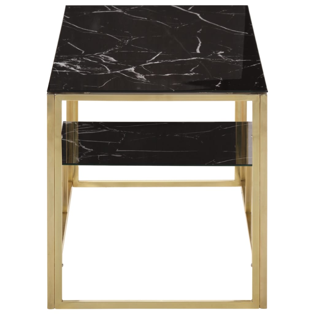 vidaXL Coffee Table Gold Stainless Steel and Tempered Glass