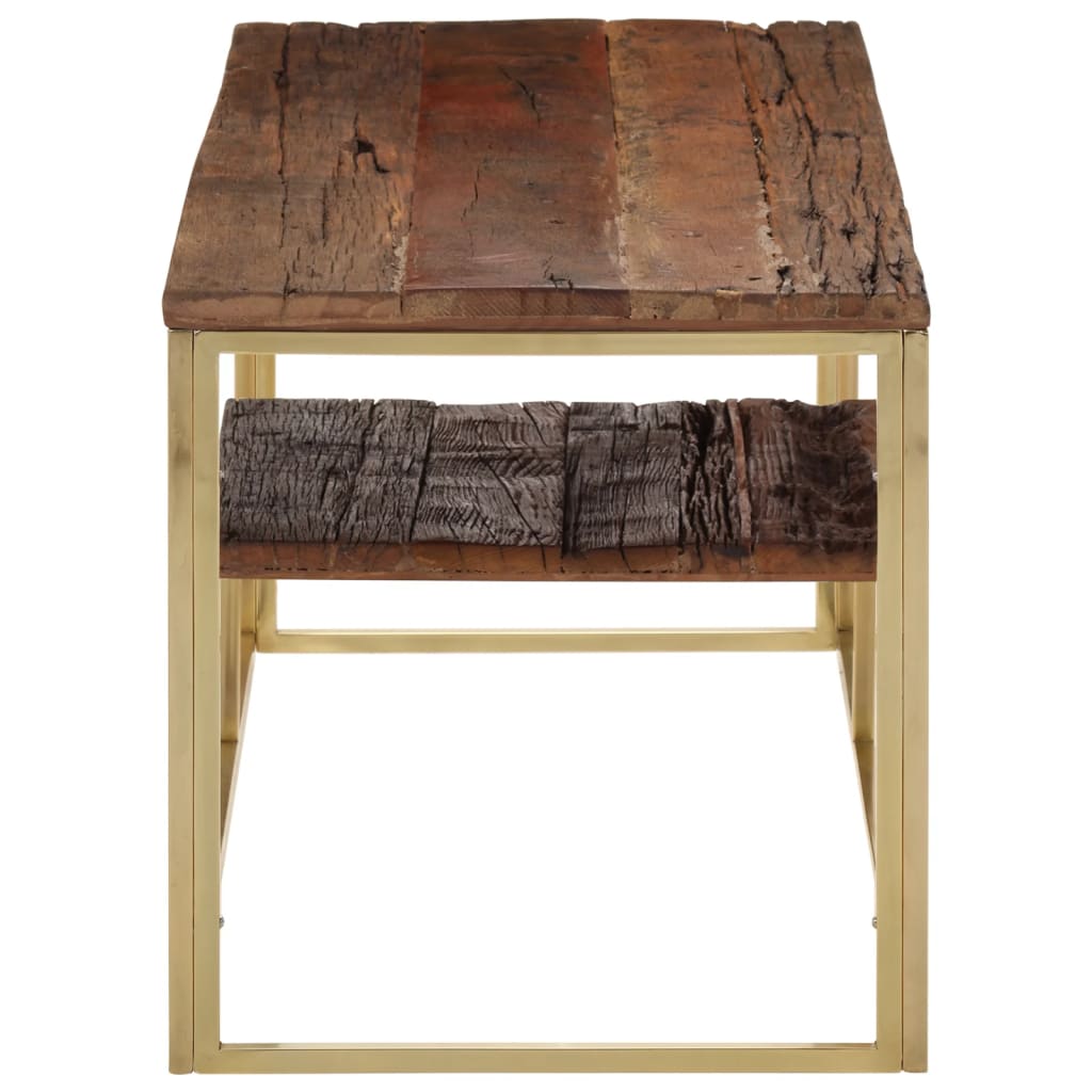 vidaXL Coffee Table Gold Stainless Steel and Solid Wood Sleeper