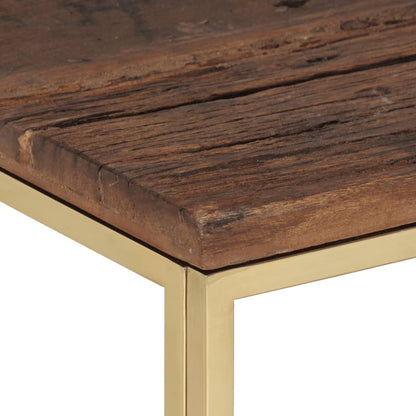 vidaXL Coffee Table Gold Stainless Steel and Solid Wood Sleeper