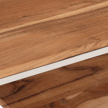 vidaXL Coffee Table Silver Stainless Steel and Solid Wood Acacia