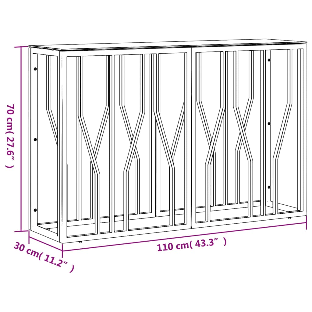 vidaXL Console Table 110x30x70 cm Stainless Steel and Glass