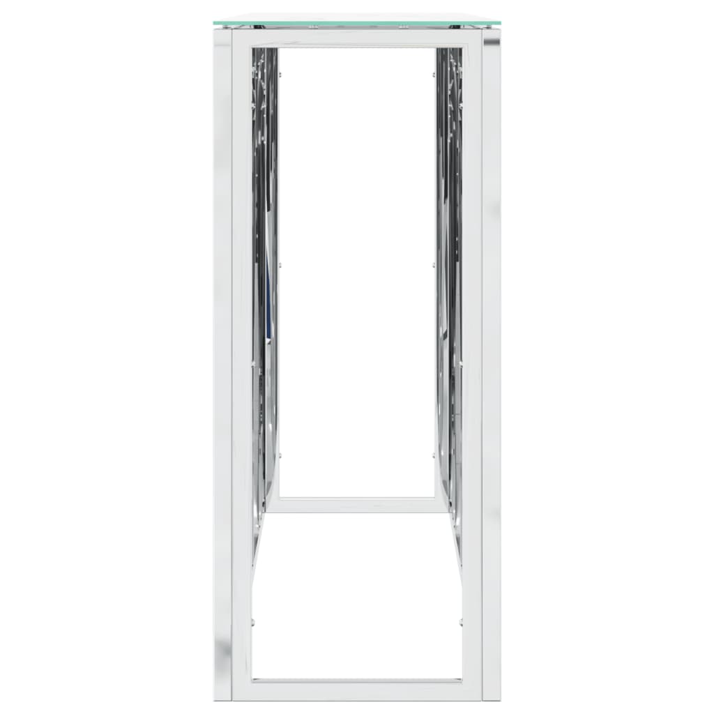 vidaXL Console Table Silver 110x30x70 cm Stainless Steel and Glass