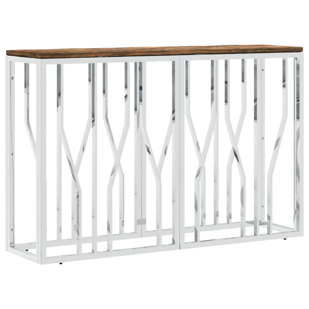 vidaXL Console Table Stainless Steel and Solid Wood Reclaimed