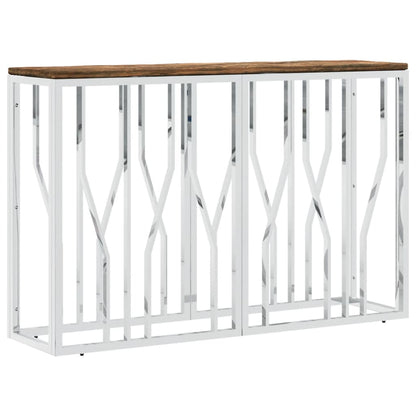 vidaXL Console Table Stainless Steel and Solid Wood Reclaimed