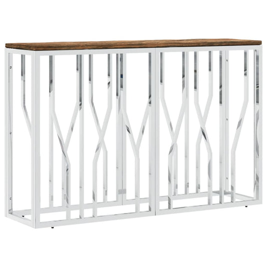 vidaXL Console Table Stainless Steel and Solid Wood Reclaimed