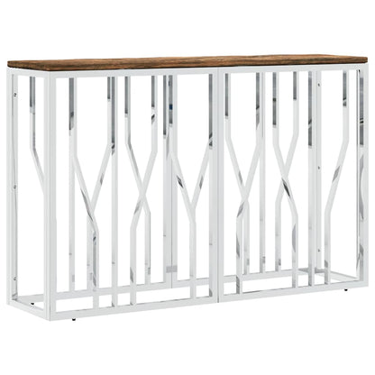 vidaXL Console Table Stainless Steel and Solid Wood Reclaimed