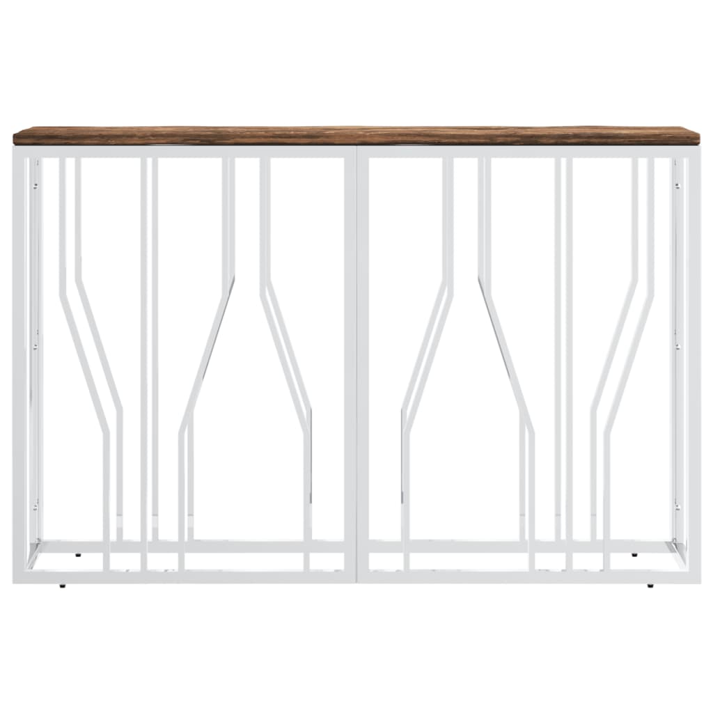 vidaXL Console Table Stainless Steel and Solid Wood Reclaimed