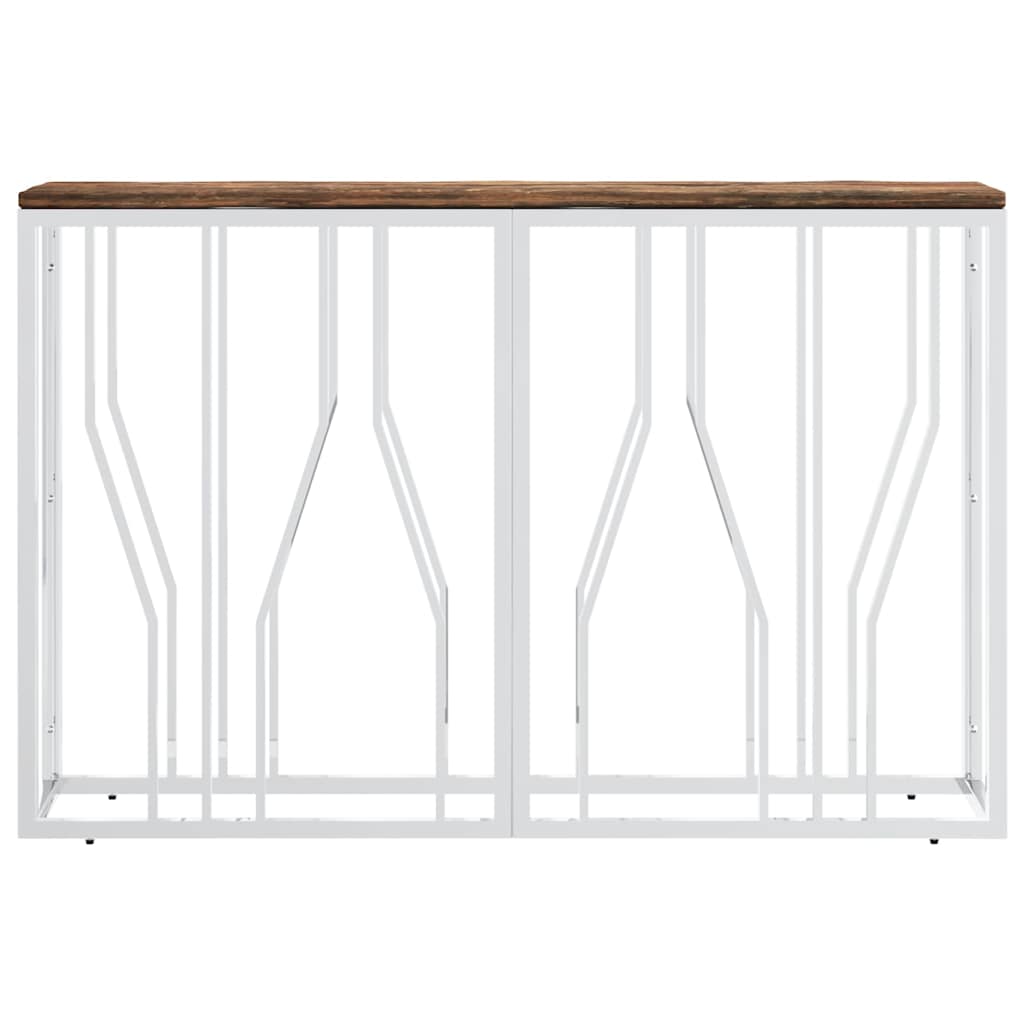 vidaXL Console Table Stainless Steel and Solid Wood Reclaimed