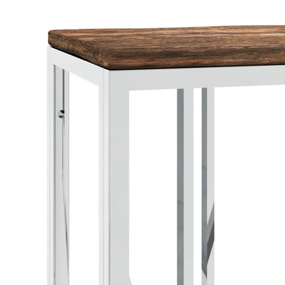 vidaXL Console Table Stainless Steel and Solid Wood Reclaimed