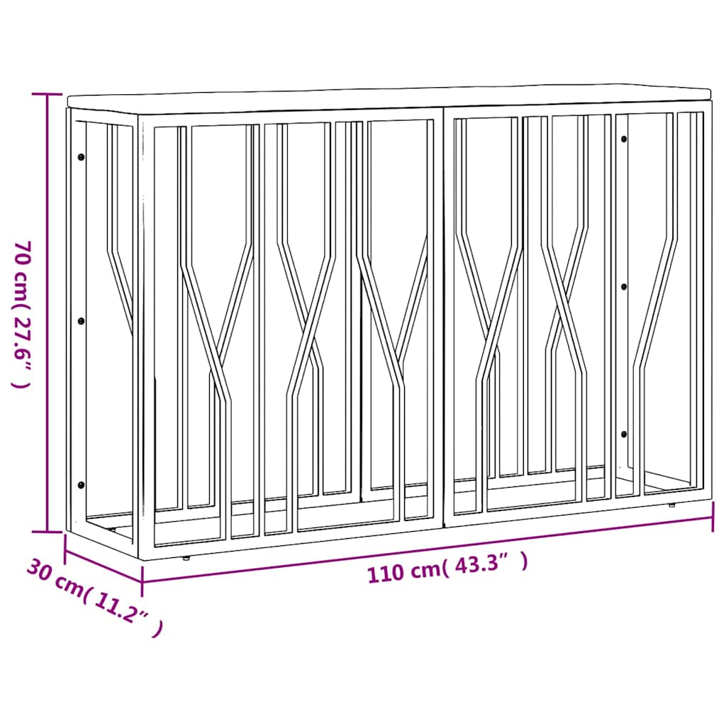 vidaXL Console Table Stainless Steel and Solid Wood Reclaimed