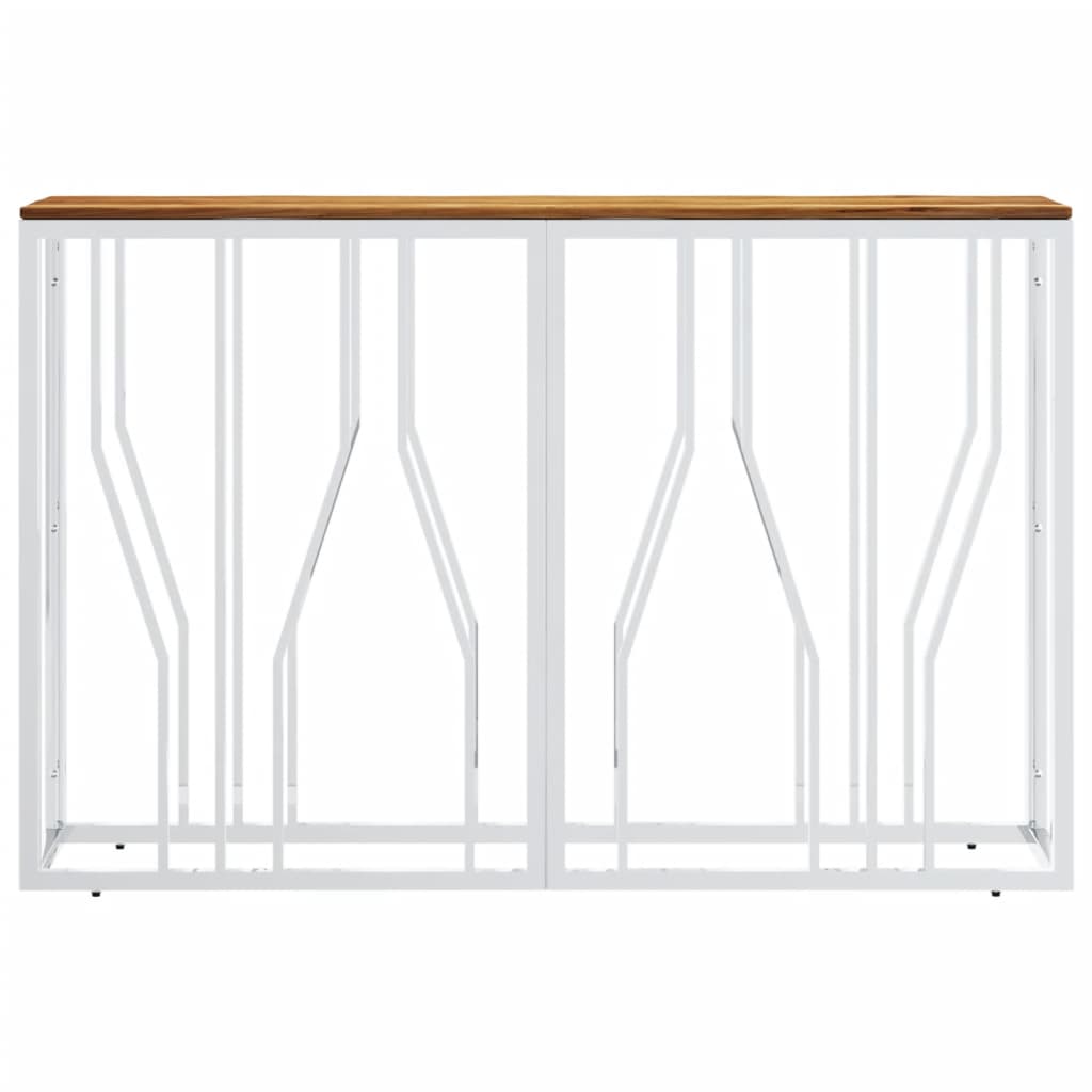 vidaXL Console Table Silver Stainless Steel and Solid Wood Acacia