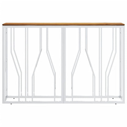 vidaXL Console Table Silver Stainless Steel and Solid Wood Acacia