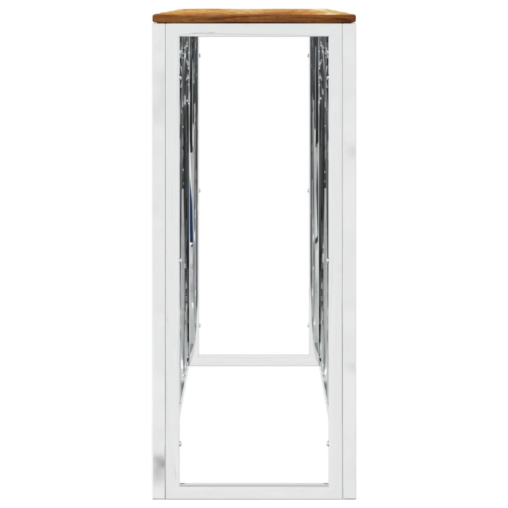 vidaXL Console Table Silver Stainless Steel and Solid Wood Acacia