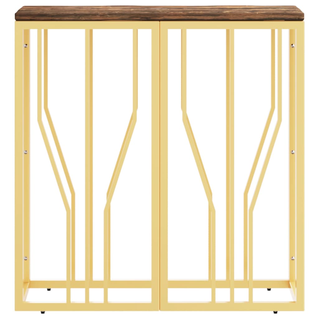 vidaXL Console Table Gold Stainless Steel and Solid Wood Reclaimed