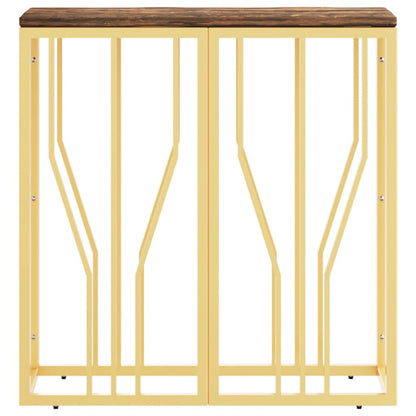 vidaXL Console Table Gold Stainless Steel and Solid Wood Reclaimed