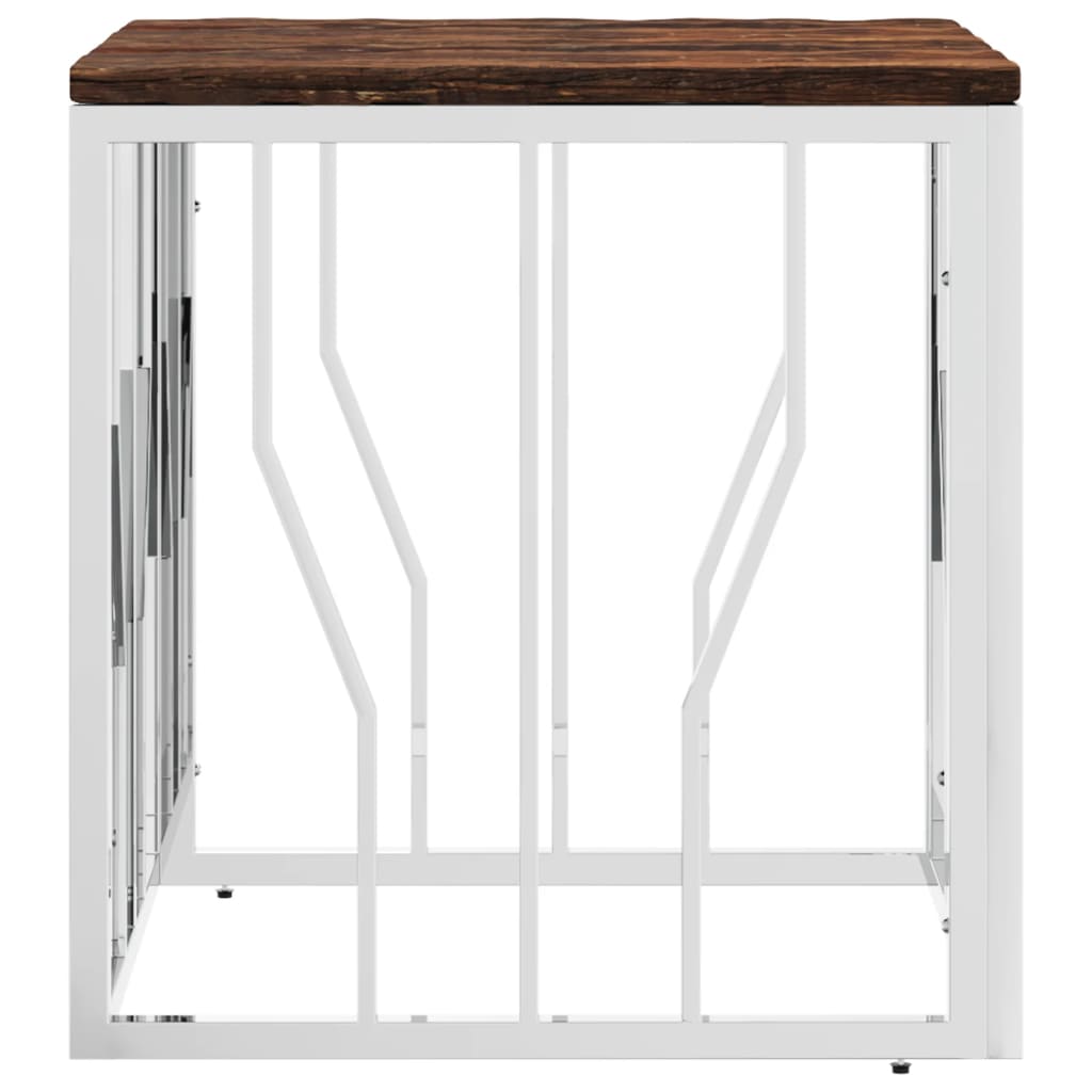 vidaXL Coffee Table Silver Stainless Steel and Solid Wood Reclaimed