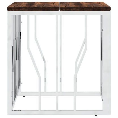 vidaXL Coffee Table Silver Stainless Steel and Solid Wood Reclaimed