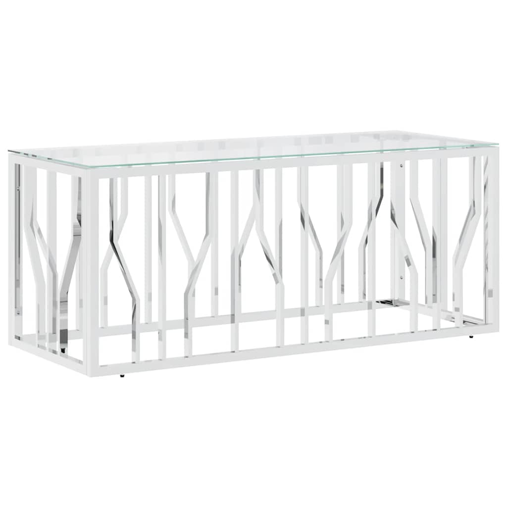 vidaXL Coffee Table 110x45x45 cm Stainless Steel and Glass