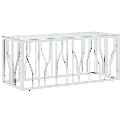vidaXL Coffee Table 110x45x45 cm Stainless Steel and Glass