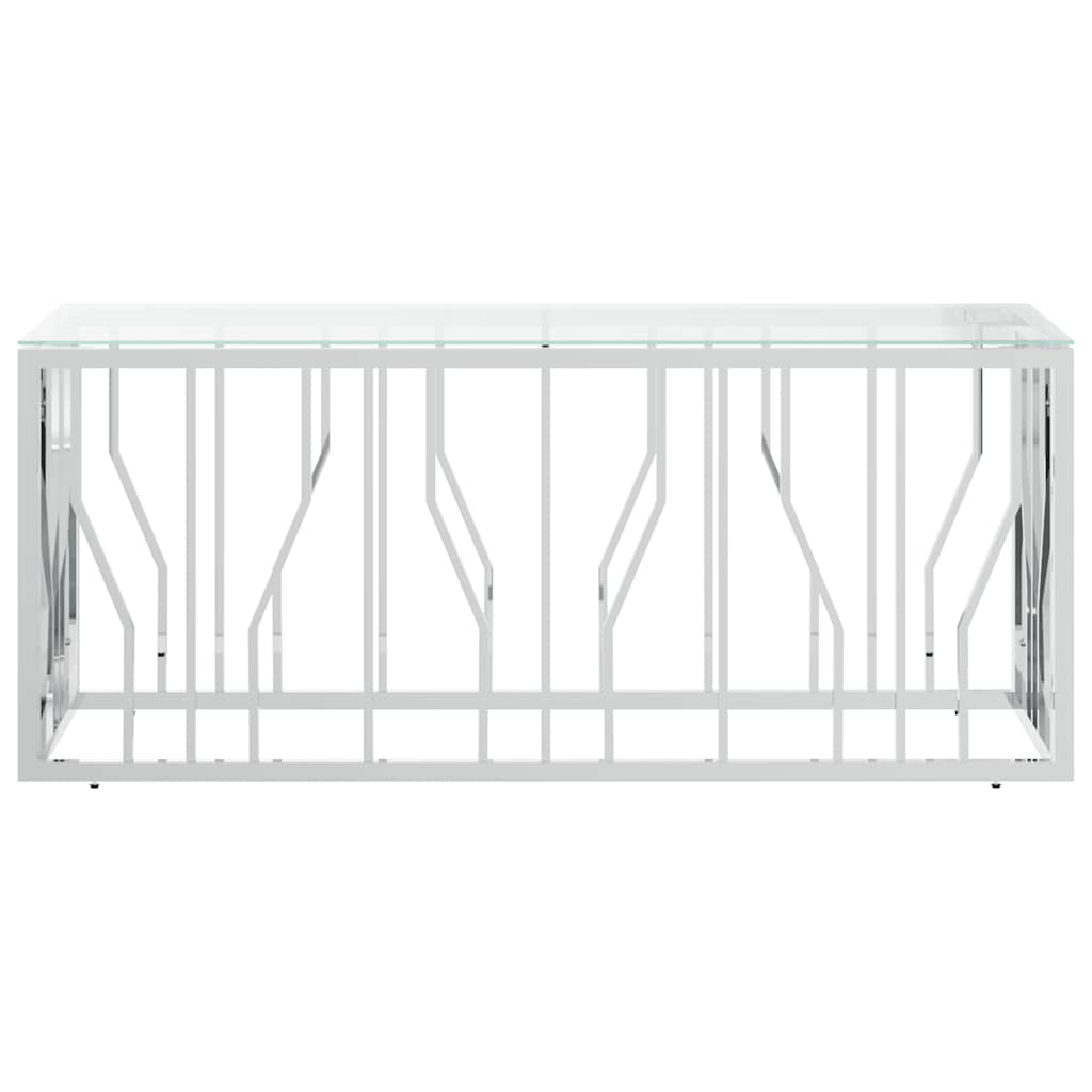 vidaXL Coffee Table 110x45x45 cm Stainless Steel and Glass