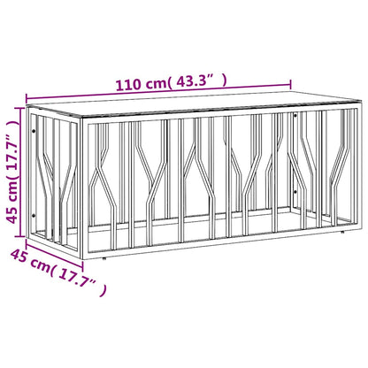 vidaXL Coffee Table 110x45x45 cm Stainless Steel and Glass