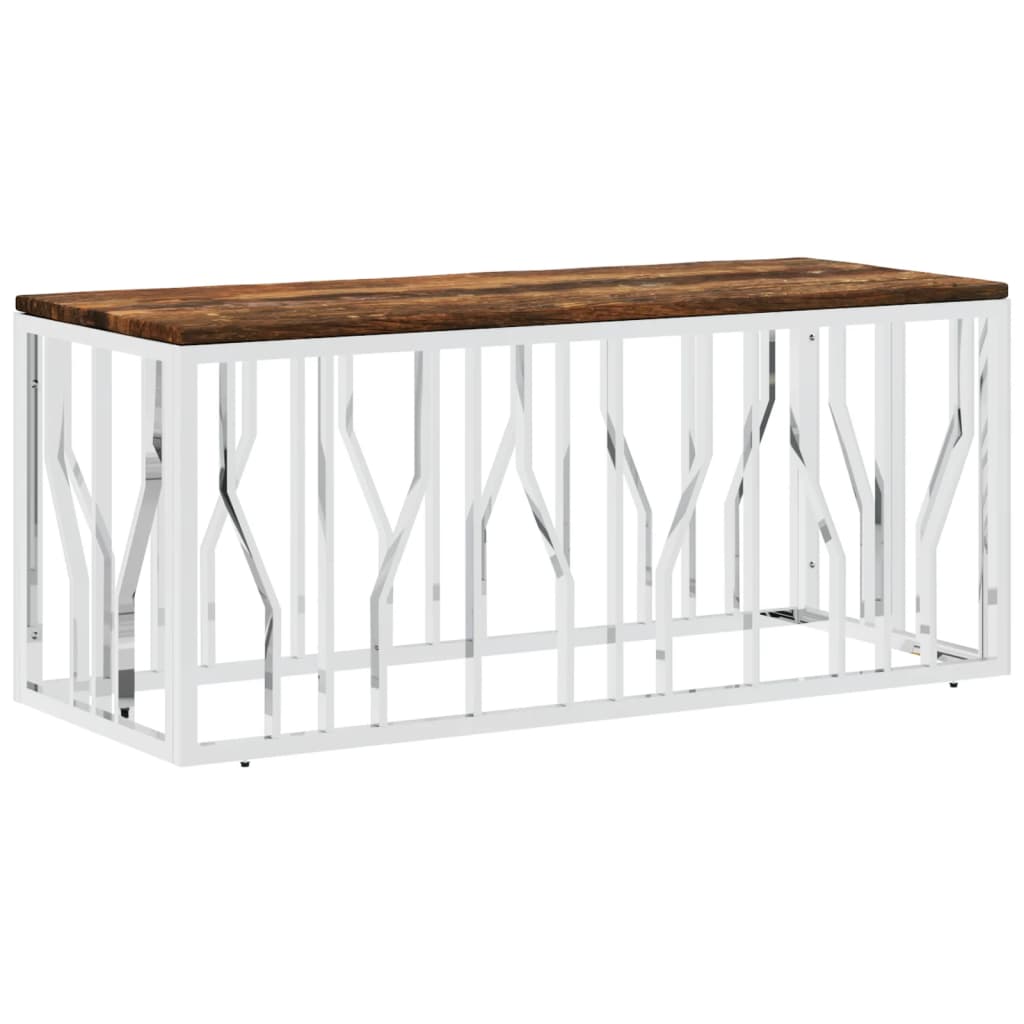 vidaXL Coffee Table Stainless Steel and Solid Wood Reclaimed