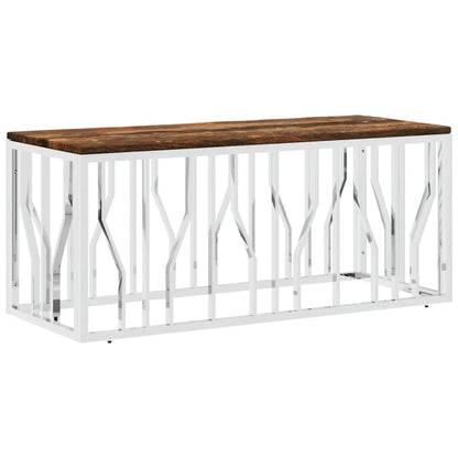 vidaXL Coffee Table Stainless Steel and Solid Wood Reclaimed