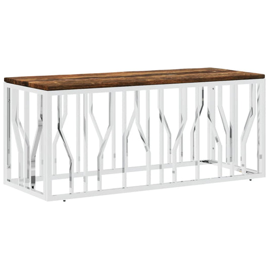 vidaXL Coffee Table Stainless Steel and Solid Wood Reclaimed