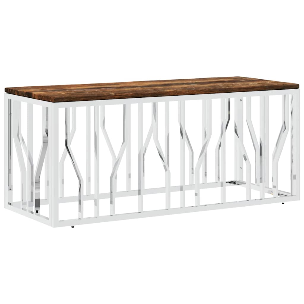 vidaXL Coffee Table Stainless Steel and Solid Wood Reclaimed