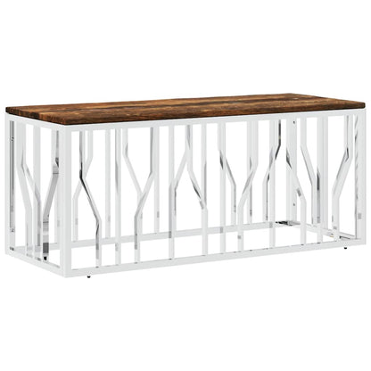 vidaXL Coffee Table Stainless Steel and Solid Wood Reclaimed