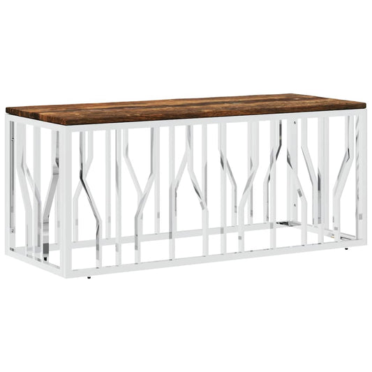 vidaXL Coffee Table Stainless Steel and Solid Wood Reclaimed