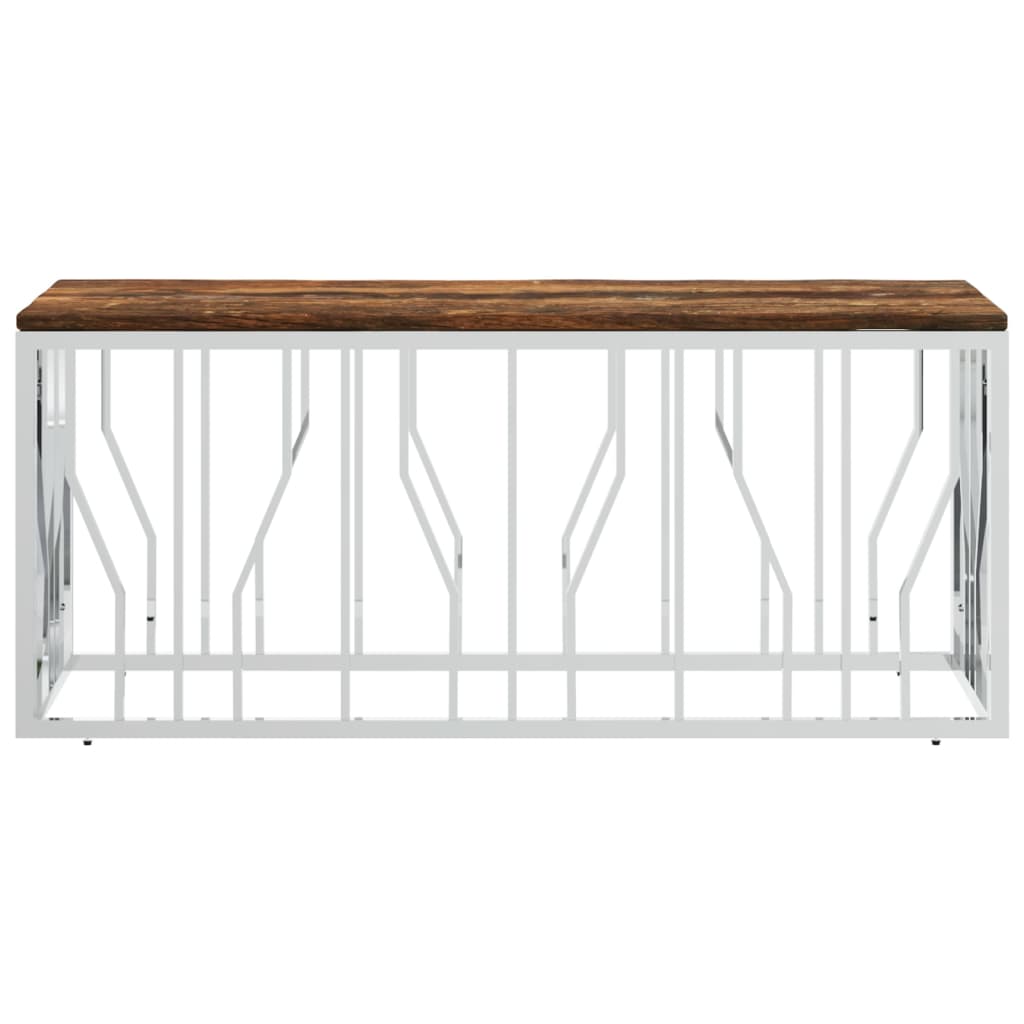 vidaXL Coffee Table Stainless Steel and Solid Wood Reclaimed