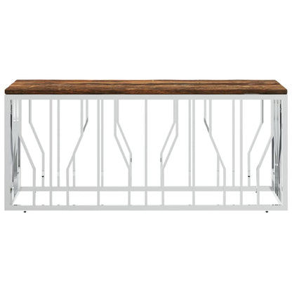 vidaXL Coffee Table Stainless Steel and Solid Wood Reclaimed