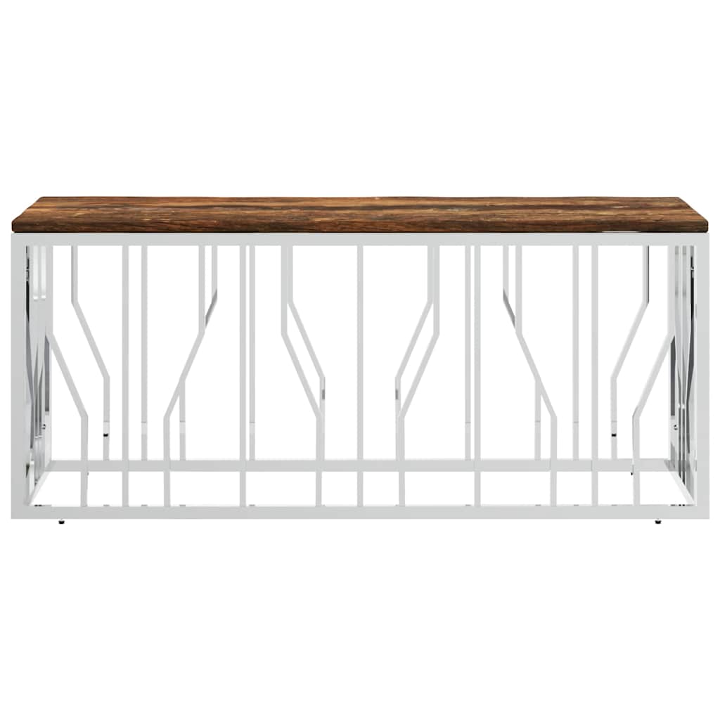 vidaXL Coffee Table Stainless Steel and Solid Wood Reclaimed